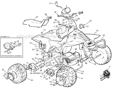 Part Location Diagram of 74590-2539 Power Wheels Rear Post Bushing
